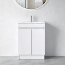 MADRID Slim 600X360X900MM Plywood Floor Standing Vanity - Gloss White With Ceramic Top - NZHomeware