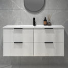 Billy 1210mm Plywood Matt White Wall Hung Fluted Curve Vanity - NZHomeware