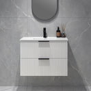 Billy 755mm Plywood Matt White Wall Hung Fluted Curve Vanity - NZHomeware