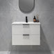 Billy 755mm Plywood Matt White Wall Hung Fluted Curve Vanity - NZHomeware