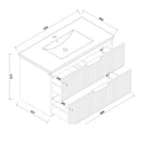 Billy 910x465x585mm Plywood Matt White Wall Hung Fluted Curve Vanity With Ceramic Top - NZHomeware