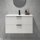 Billy 910x465x585mm Plywood Matt White Wall Hung Fluted Curve Vanity With Ceramic Top - NZHomeware
