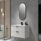 Billy 910x465x585mm Plywood Matt White Wall Hung Fluted Curve Vanity With Ceramic Top - NZHomeware