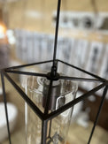 Black frame with clear glass cylinder shape pendant light - NZHomeware