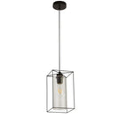 Black frame with clear glass cylinder shape pendant light - NZHomeware