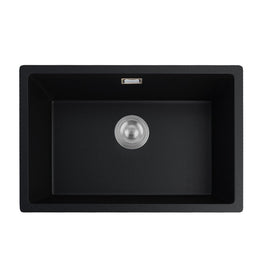 Black Granite Kitchen Sink 600x450mm Single Bowl, Top/Undermount, Scratch Resistant - NZHomeware