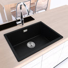 Black Granite Kitchen Sink 600x450mm Single Bowl, Top/Undermount, Scratch Resistant - NZHomeware