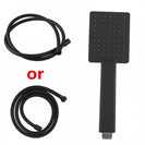 Black Square HandHeld Shower Head With Water Hose - NZHomeware
