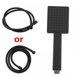 Black Square HandHeld Shower Head With Water Hose - NZHomeware