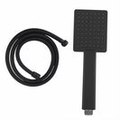 Black Square HandHeld Shower Head With Water Hose - NZHomeware