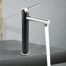 Black&Chrome Pin Lever Tall Basin Mixer Tap - NZHomeware