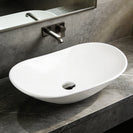 640*370*150mm Bathroom Oval Above Counter Gloss White Ceramic Wash Vessel Basin - NZHomeware
