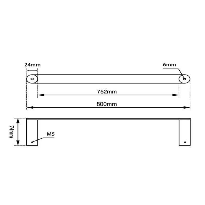 Brushed Nickel 800mm Double Towel Rail Stainless Steel 304 Wall Mounted size guide 1
