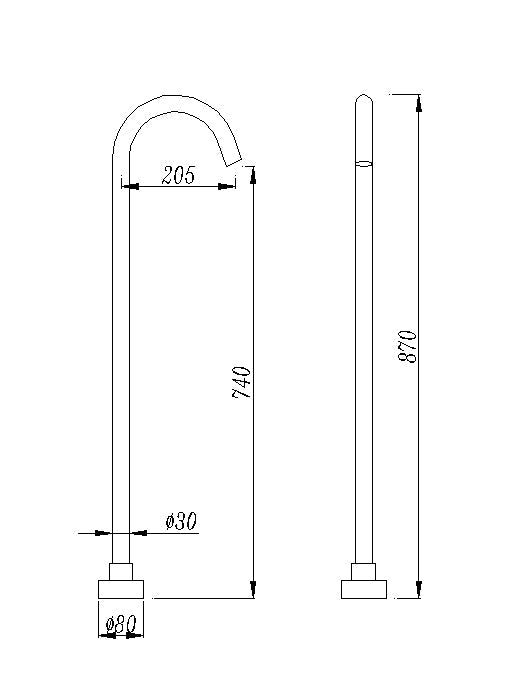 Chrome Freestanding Bath Spout Floor Mount size guide 1