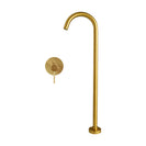 Brushed Yellow Gold Freestanding Bath Spout with Wall Mixer | Solid Brass Floor Mounted Tap Set NZ - NZHomeware