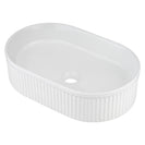 490*310*130mm Bathroom Oval Fluted Gloss White Above Counter Ceramic Wash Basin - NZHomeware