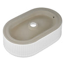 490*310*130mm Bathroom Oval Fluted Gloss White Above Counter Ceramic Wash Basin - NZHomeware
