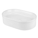 490*310*130mm Bathroom Oval Fluted Gloss White Above Counter Ceramic Wash Basin - NZHomeware