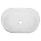 490*310*130mm Bathroom Oval Fluted Gloss White Above Counter Ceramic Wash Basin - NZHomeware