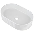 490*310*130mm Bathroom Oval Fluted Gloss White Above Counter Ceramic Wash Basin - NZHomeware