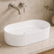 490*310*130mm Bathroom Oval Fluted Gloss White Above Counter Ceramic Wash Basin - NZHomeware