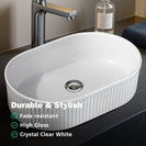 490*310*130mm Bathroom Oval Fluted Gloss White Above Counter Ceramic Wash Basin - NZHomeware