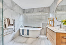 1400x700x580mm Oval Bathtub Freestanding Acrylic Apron White Bath Tub - NZHomeware