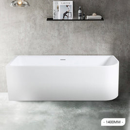 1400x720x580mm Corner Bathtub Left Corner Back to Wall Acrylic White Bathtub - NZHomeware