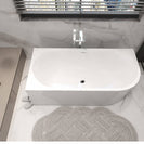 1400x720x580mm Corner Bathtub Left Corner Back to Wall Acrylic White Bathtub - NZHomeware