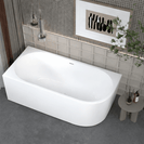 Left Corner Acrylic Bathtub | 1500x750x580mm White Bath with Overflow - NZHomeware