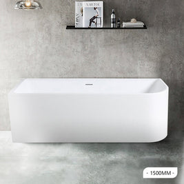 Left Corner Acrylic Bathtub | 1500x750x580mm White Bath with Overflow - NZHomeware