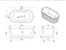 1500x750x580mm Flutted V - Groove Bathtub Freestanding Acrylic Apron Gloss White Bath Tub - NZHomeware