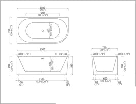 1500x750x580mm Fluted Corner Bathtub | Left-Hand Acrylic Freestanding Bath Gloss White - NZHomeware