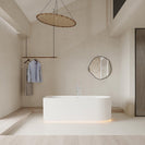 1500x750x580mm Fluted Corner Bathtub | Left-Hand Acrylic Freestanding Bath Gloss White - NZHomeware