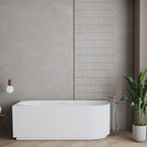 1500x750x580mm Fluted Corner Bathtub | Left-Hand Acrylic Freestanding Bath Gloss White - NZHomeware
