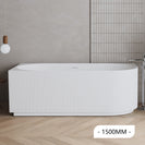1500x750x580mm Fluted Corner Bathtub | Left-Hand Acrylic Freestanding Bath Gloss White - NZHomeware