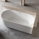 1500x750x580mm Flutted V-Groove Right Corner Bathtub Acrylic Gloss White - NZHomeware