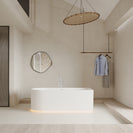 1700x800x580mm Right Corner Bathtub - Fluted V-Groove Acrylic White | NZ