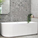 1700x800x580mm Right Corner Bathtub - Fluted V-Groove Acrylic White | NZ