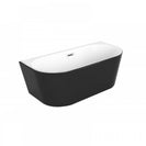 1700x800x580mm Back To Wall Freestanding Acrylic Apron Black Bath Tub - NZHomeware