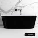 1700x800x580mm Back To Wall Freestanding Acrylic Apron Black Bath Tub - NZHomeware
