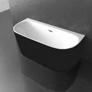 1700x800x580mm Back To Wall Freestanding Acrylic Apron Black Bath Tub - NZHomeware