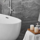 1500x720x590mm Oval Bathtub Freestanding Acrylic Apron White Bath Tub - NZHomeware