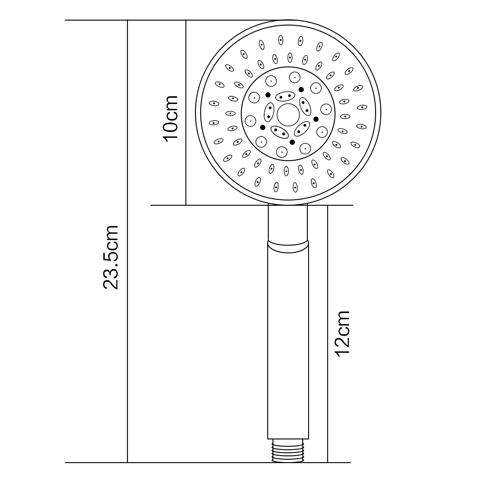 Chrome 5 Function Round Hand held Shower Only 235mm*100mm size guide 1