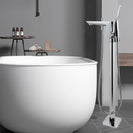 Chrome Freestanding Bathtub Mixer with Handheld Shower Spout Floor Mounted - NZHomeware