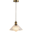 D300*H230mm V shape Vintage Glass Pendant light On Antique Brass Fitting - NZHomeware
