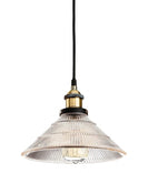 D300*H230mm V shape Vintage Glass Pendant light On Antique Brass Fitting - NZHomeware