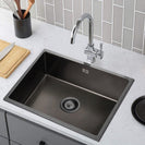 Dark Grey Stainless Steel Kitchen Sink 600x450mm, Top/Undermount, Single Bowl with Overflow - NZHomeware