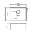 Dark Grey Stainless Steel Kitchen Sink 600x450mm, Top/Undermount, Single Bowl with Overflow - NZHomeware