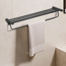 Diamora Luxury Knurled Black Towel Rack With Hanging Rail Bath Towel Shelf Storage - NZHomeware